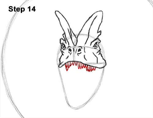 Draw Dinosaur Dilophosaurus 14