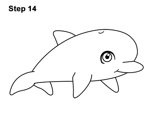 How to Draw Cute Cartoon Dolphin 14