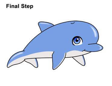 How to Draw a Dolphin (Cartoon)