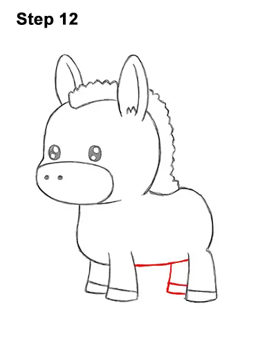 How to Draw Cute Cartoon Donkey Chibi Kawaii 12