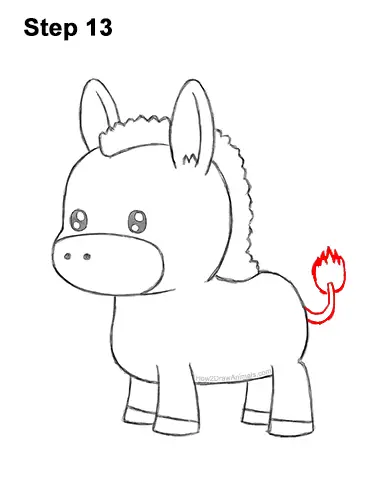 How to Draw Cute Cartoon Donkey Chibi Kawaii 13