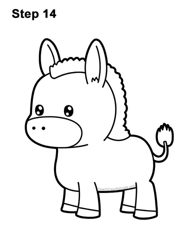 How to Draw Cute Cartoon Donkey Chibi Kawaii 14