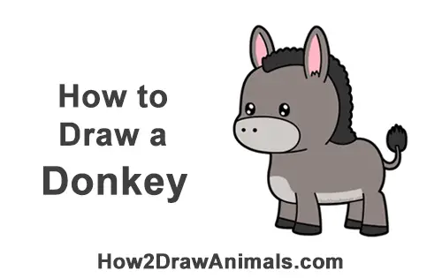 How to Draw Cute Cartoon Donkey Chibi Kawaii