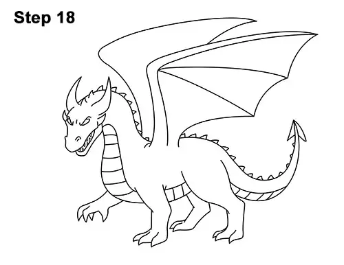 How to Draw Cool Angry Mean Cartoon Dragon 18