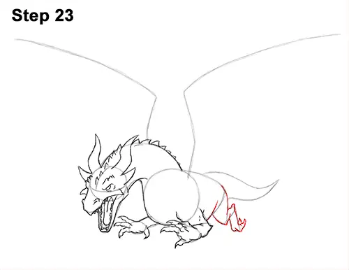 How to Draw Dragon Flying Fire Wings Flames 23
