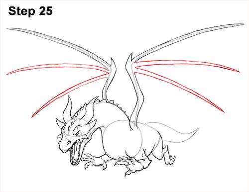 How To Draw A Dragon Flying And Breathing Fire Easy