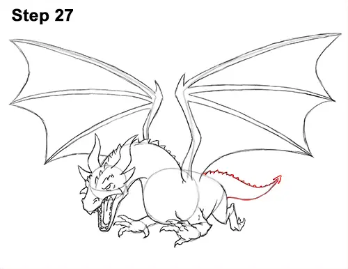 How to Draw Dragon Flying Fire Wings Flames 27