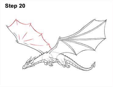 how to draw a flying dragon step by step