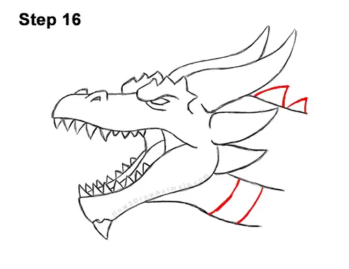 How to Draw a Dragon Head Roaring 16