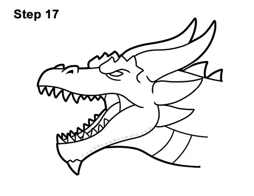 How to Draw a Dragon Head Roaring 17