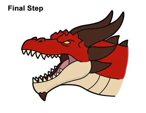 How to Draw a Red Dragon Head Roaring
