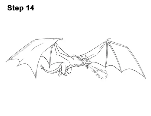 How to Draw a Flying Dragon Wyvern Fire 14
