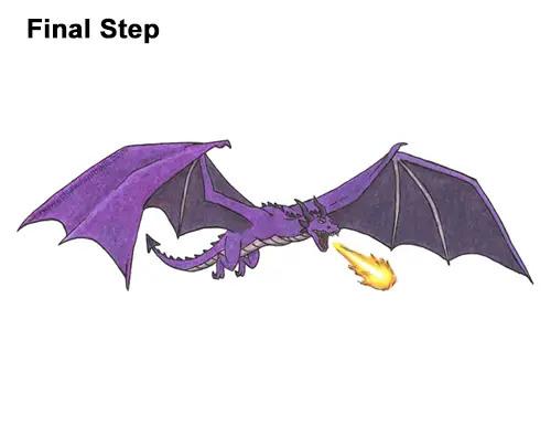 How to Draw a Flying Dragon Wyvern Fire
