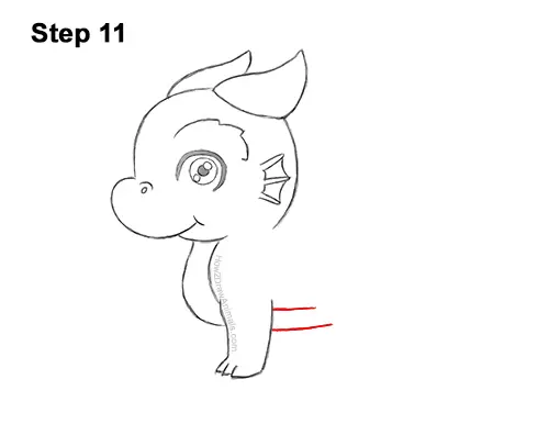 How to Draw a Cute Cartoon Baby Dragon Chibi Kawaii 11