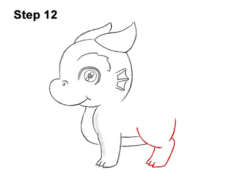 How to Draw a Cute Cartoon Baby Dragon Chibi Kawaii 12