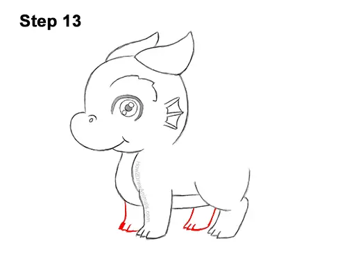 How to Draw a Cute Cartoon Baby Dragon Chibi Kawaii 13