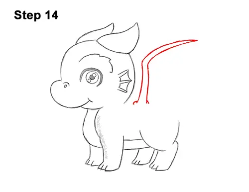 How to Draw a Cute Cartoon Baby Dragon Chibi Kawaii 14