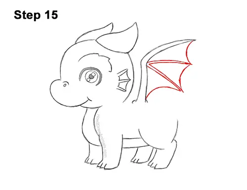 How to Draw a Cute Cartoon Baby Dragon Chibi Kawaii 15