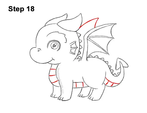 how to draw a cartoon baby dragon