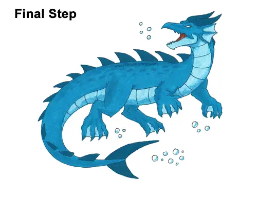 How to Draw Color Water Dragon Fictional