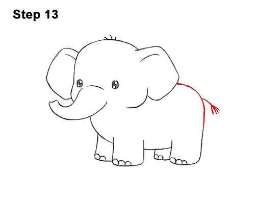 How to Draw Cute Cartoon Elephant Chibi 13