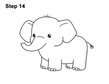 How to Draw a Elephant (Cartoon) VIDEO & Step-by-Step Pictures