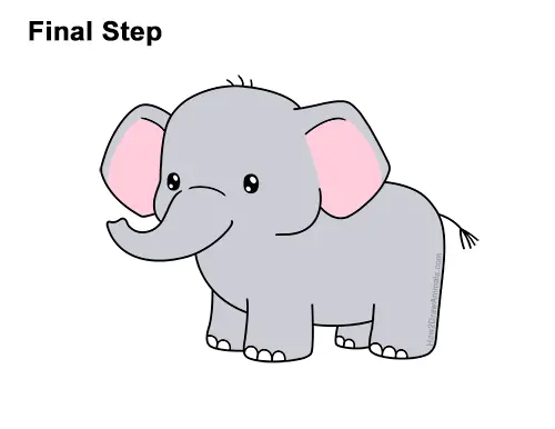 How to Draw a Elephant (Cartoon) VIDEO & StepbyStep Pictures