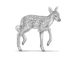 How to Draw a Fawn Baby Deer Walking Side View