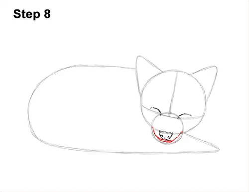 How to Draw Cute Red Fox Sleeping Asleep 8