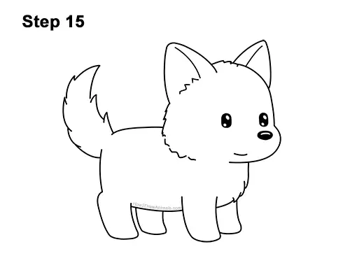 How to Draw Cute Cartoon German Shepherd Puppy Dog 15