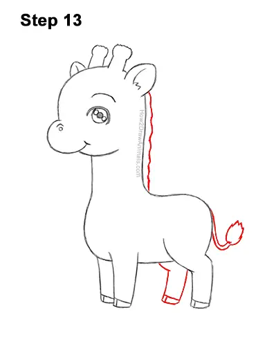 How to Draw a Cute Cartoon Giraffe Chibi Kawaii 13