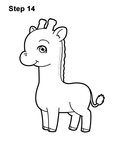 How to Draw a Cute Cartoon Giraffe Chibi Kawaii 14