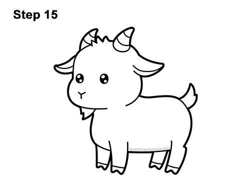 How to Draw Cute Cartoon Goat Chibi Kawaii 15