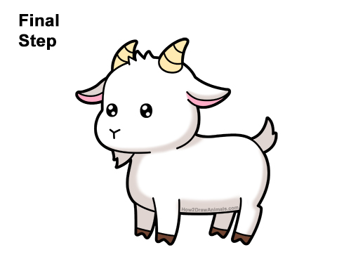 How to Draw Cute Cartoon Goat Chibi Kawaii
