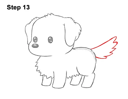 How to Draw a Cute Cartoon Golden Retriever Puppy Dog Chibi Kawaii 13