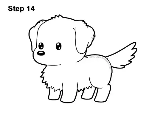 How To Draw A Golden Retriever Dog Cartoon Video Step By Step Pictures