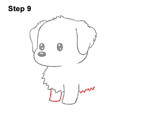 How to Draw a Cute Cartoon Golden Retriever Puppy Dog Chibi Kawaii 9