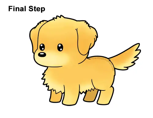 How to Draw a Golden Retriever Dog (Cartoon) VIDEO & Step-by-Step Pictures