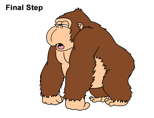 Draw Funny Goofy Cartoon Gorilla