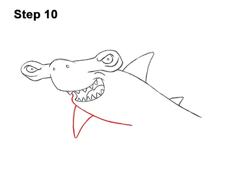 How to Draw a Cool Cartoon Hammerhead Shark 10