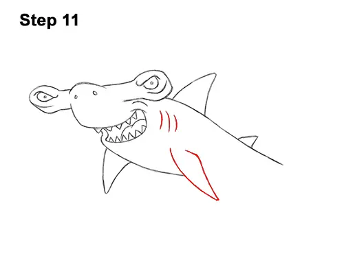 How to Draw a Cool Cartoon Hammerhead Shark 11