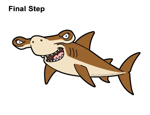 How to Draw a Cool Cartoon Hammerhead Shark