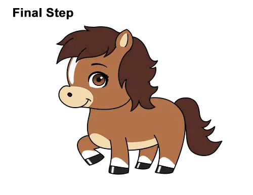 Draw Cute Cartoon Horse Pony Chibi Little Mini