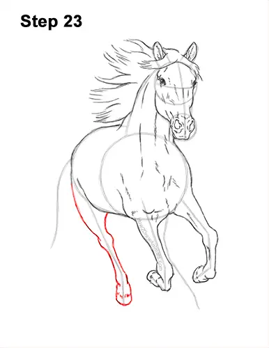 How to Draw Horse Running Front Forward 23