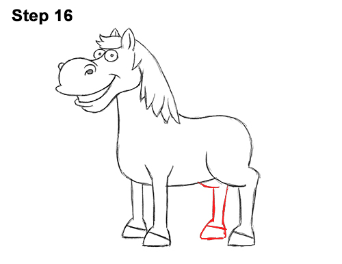 Draw Funny Goofy Cartoon Horse 16