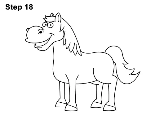 Draw Funny Goofy Cartoon Horse 18
