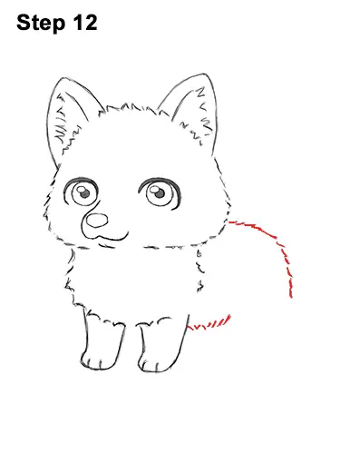 How to Draw a Cute Chibi Little Mini Cartoon Husky Puppy Dog 12