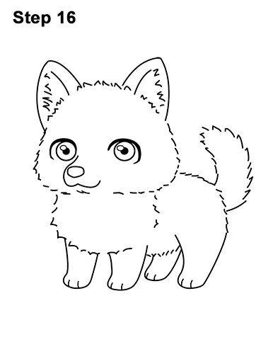 How to Draw a Cute Chibi Little Mini Cartoon Husky Puppy Dog 16