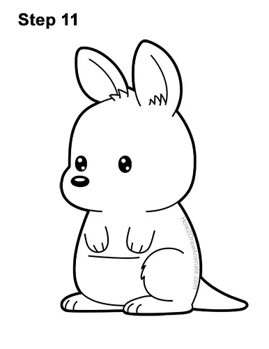 How to Draw a Cute Cartoon Kangaroo Chibi Kawaii 11