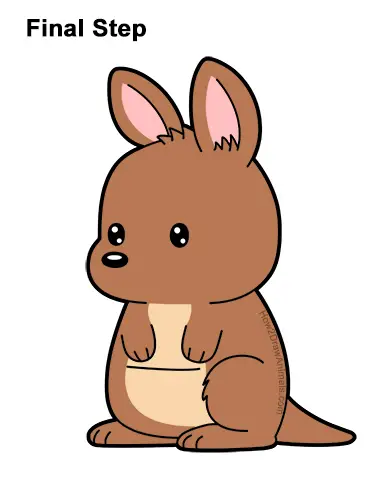 How to Draw a Cute Cartoon Kangaroo Chibi Kawaii